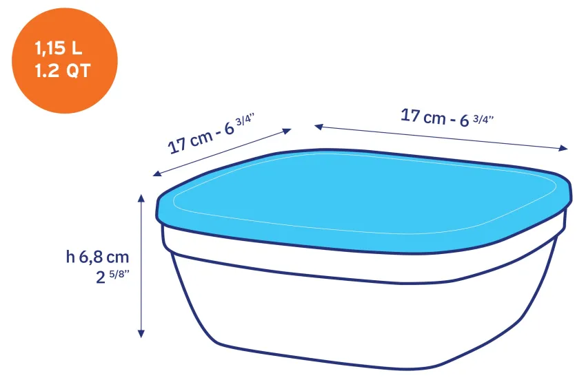 Professionnels De La Restauration|Boîtes Carrées>Duralex Freshbox - Boite de conservation carrée couvercle blanc 1,15L