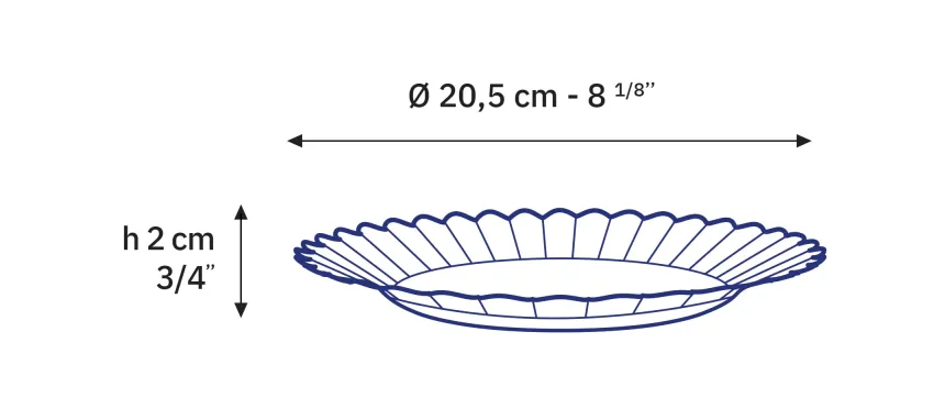 Professionnels De La Restauration|Assiettes>Duralex Picardie - Assiettes à dessert x6 - Bleu Marine - 20,5cm