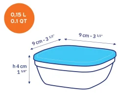 Boîtes Carrées>Duralex Freshbox - Boite de conservation carrée couvercle bleu 15cl