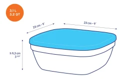 Boîtes Carrées>Duralex Freshbox - Boite de conservation carrée couvercle bleu 3,1L